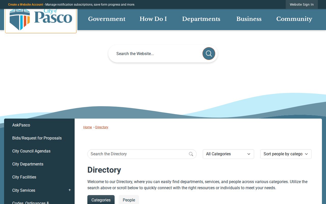 Pasco people directories city staff and department search
