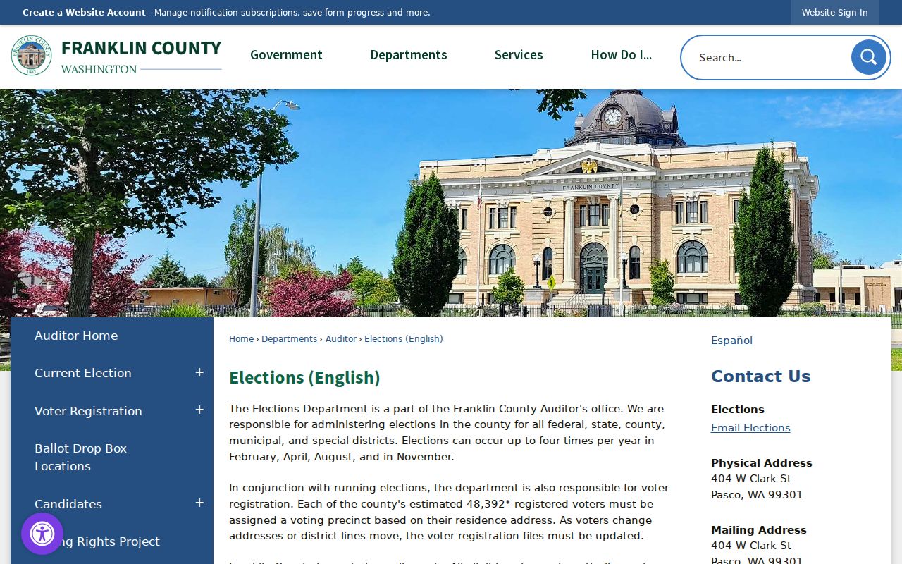 Pasco voter registration services at Franklin County Elections